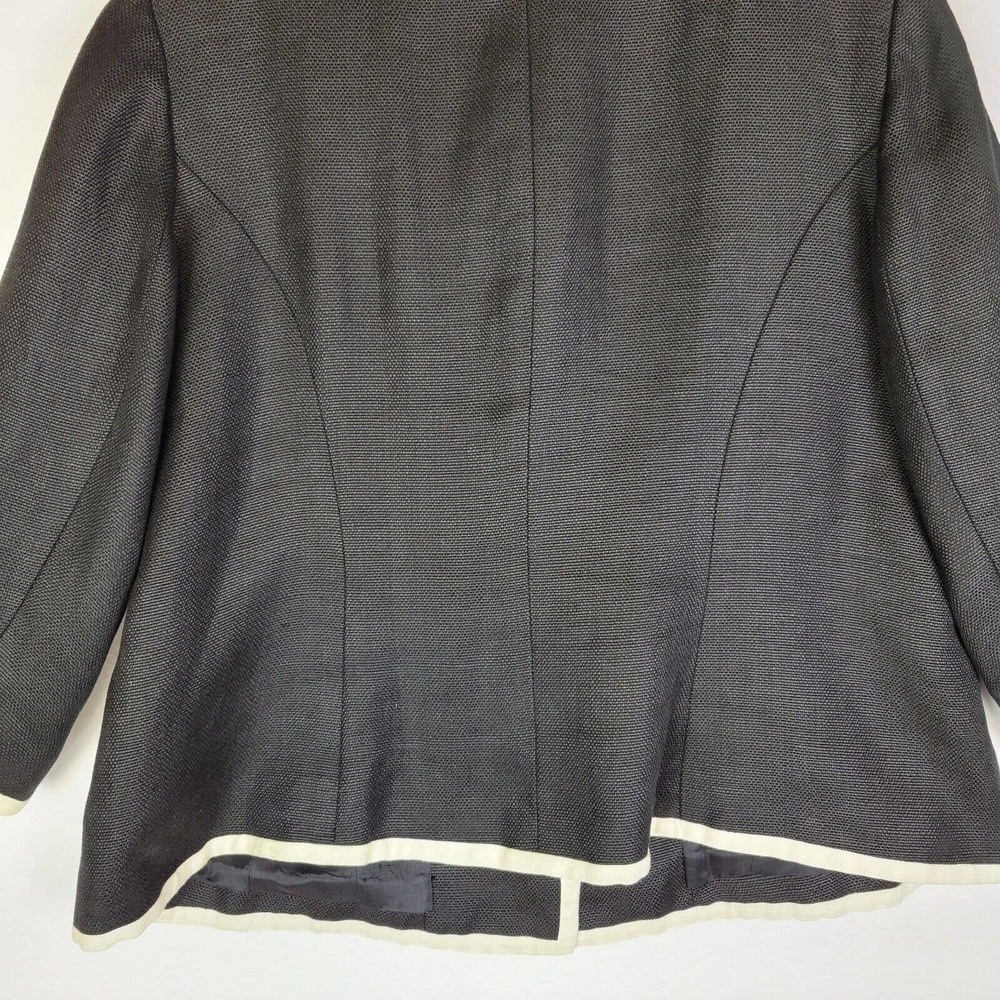 Lauren Ralph Lauren Womens Linen Pockets Blazer Size 14W Black Business Workwear - Picture 4 of 8